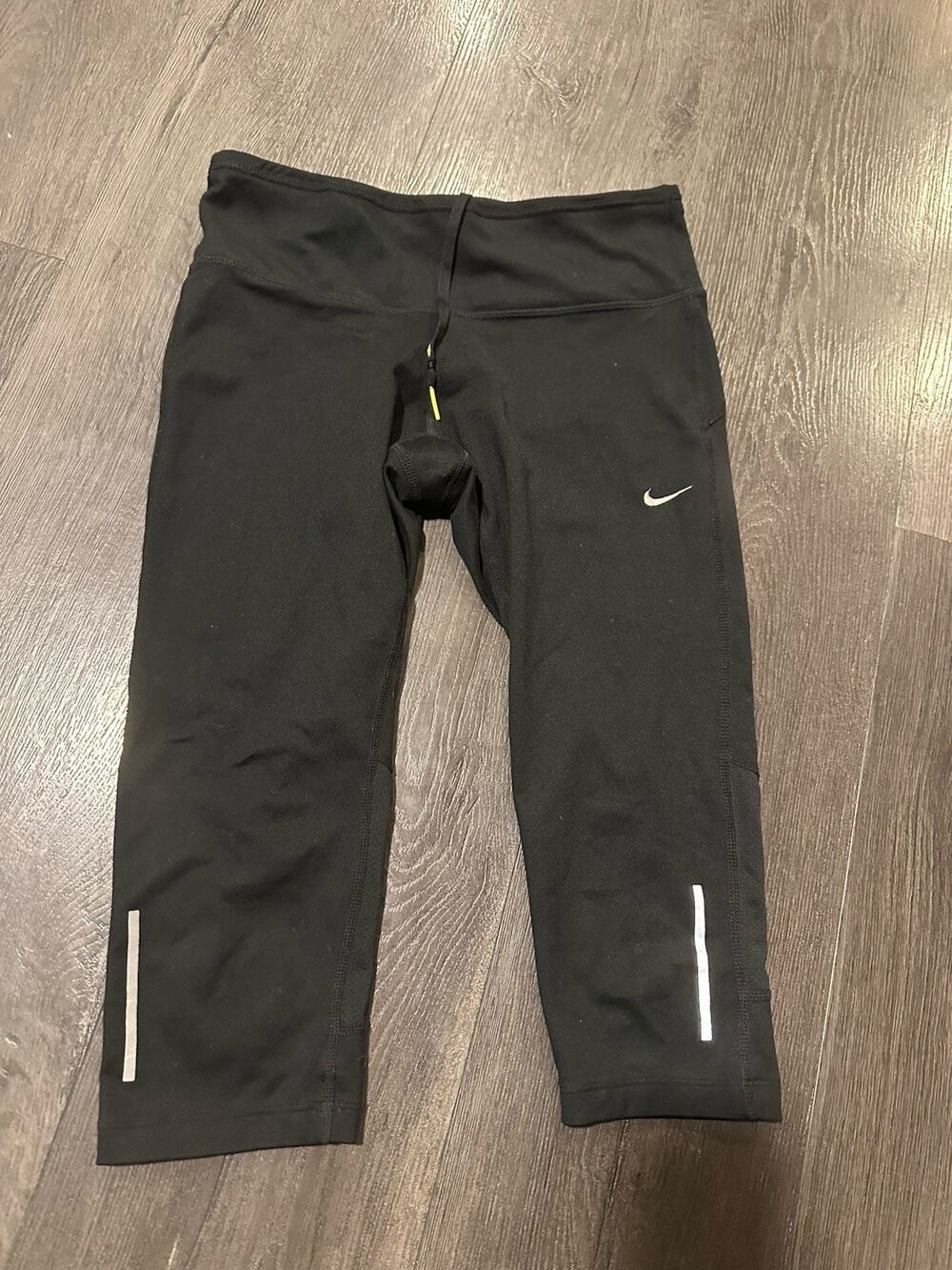 Nike Dri-Fit Pants Womens Small Black Reflective Running Athletic 547607-010